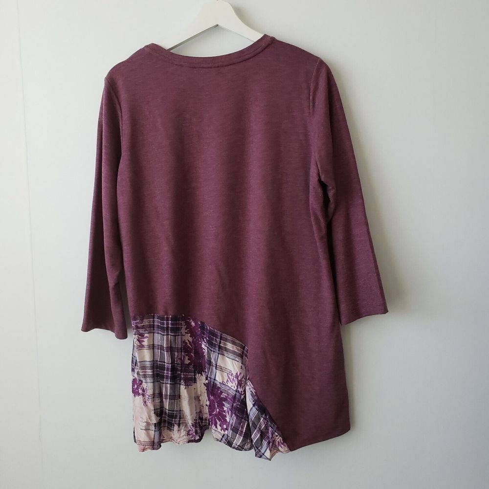 LOGO Lounge French Terry Knit Top Print Flounce size L - Picture 2 of 7